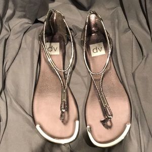 Silver Slip On Sandals